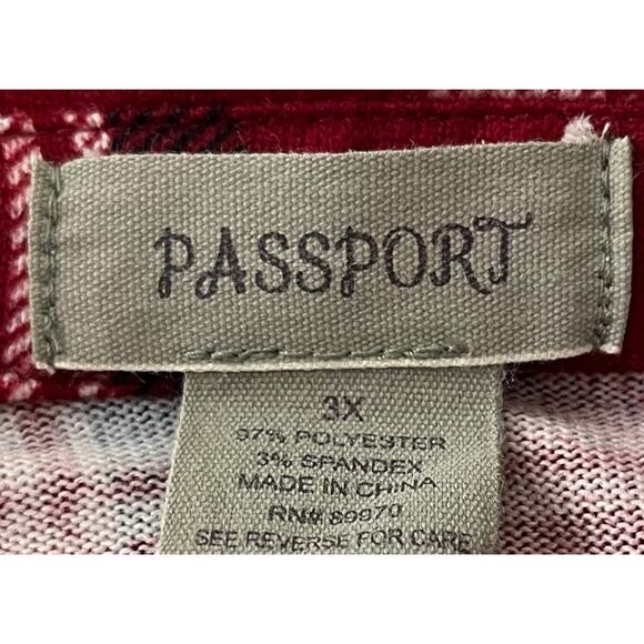 PASSPORT LONG SLV BUTTON  TOP, WOMENS, 3X, RED WHITE NAVY BLUE PLAID, WESTERN - Picture 10 of 11